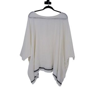 Meg by Design White 100% Linen Boxy Fit Top Striped Hem One Size Made in India